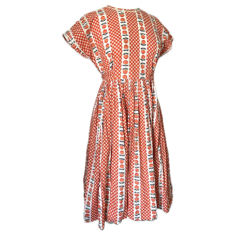 Discount Days Apple print red and white cotton vintage 1950s day dress