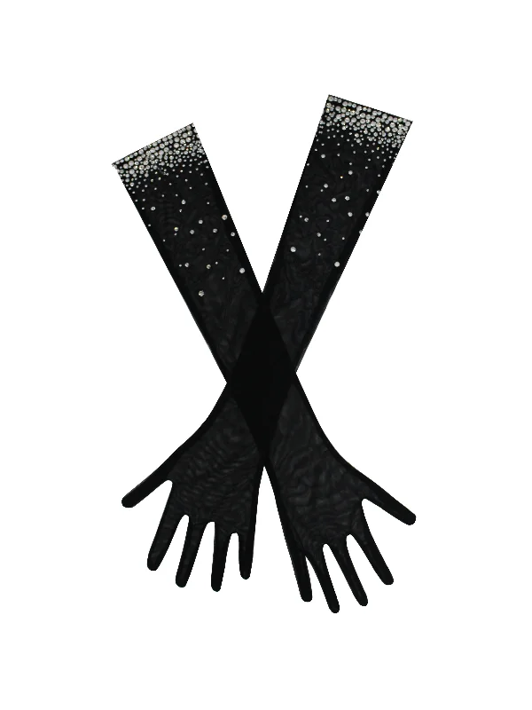Great Deals Izzy Black Crystal Opera-length Gloves