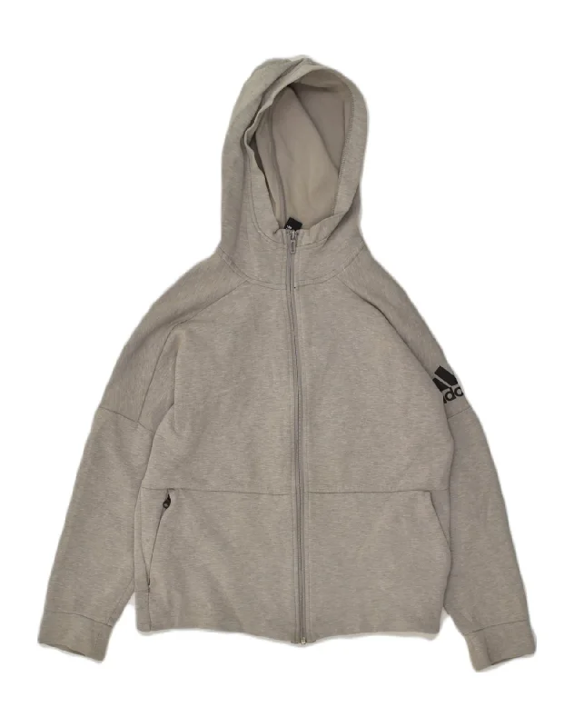 Great Deals ADIDAS Womens Zip Hoodie Sweater UK 16 Large Grey