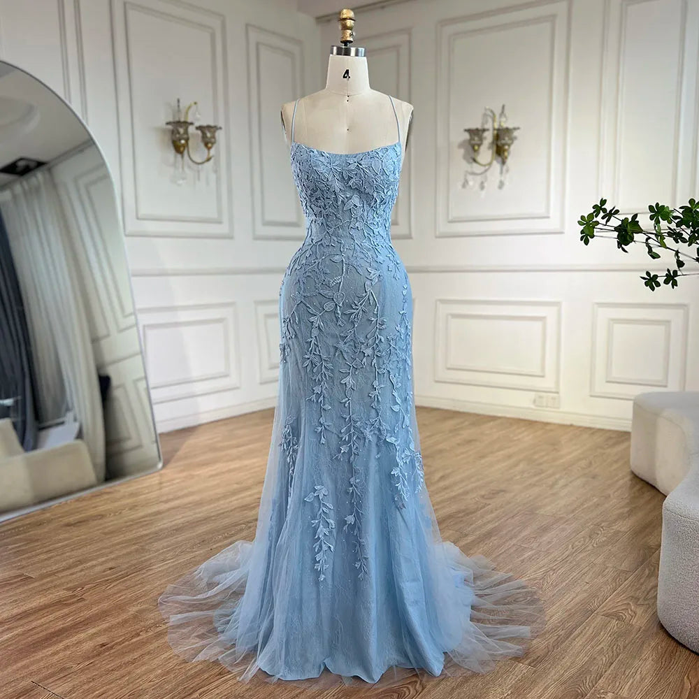Today Only Serene Hill 2024 Blue Mermaid Spaghetti Strap Beaded Luxury Evening Gown with Lace-Up Back for Women's Wedding Party LA72624 Today Only Serene Hill 2024 Blue Mermaid Spaghetti Strap Beaded Luxury Evening Gown with Lace-Up Back for Women's Wedding Party LA72624