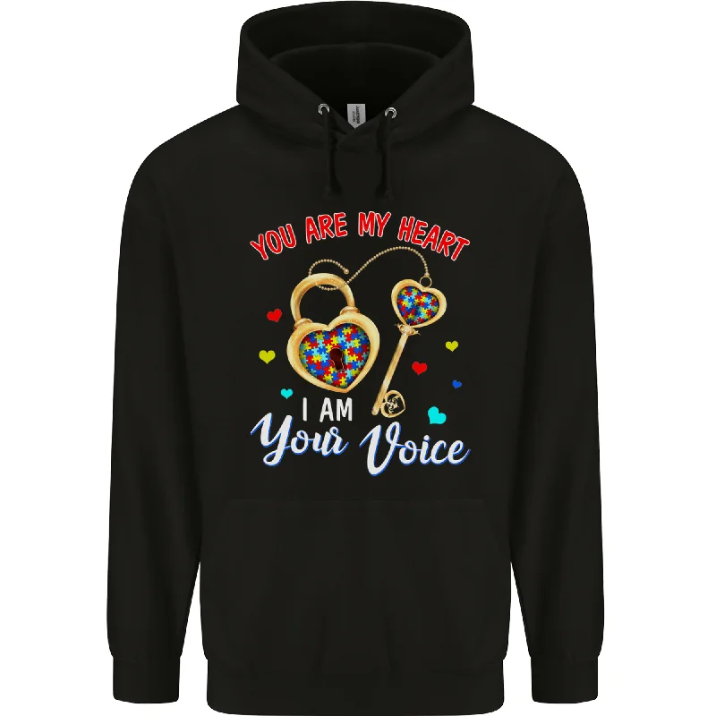 Savings Galore Autism You Are My Heart I Am Your Voice ASD Mens 80% Cotton Hoodie