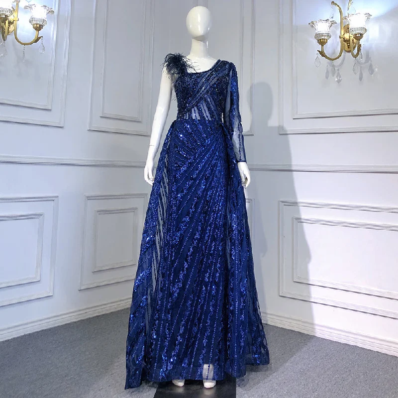 Bonus Savings Serene Hill Blue Overskirt Mermaid Evening Dresses Gowns 2024 Beaded Elegant Luxury One Shoulder For Women Party LA71608 Bonus Savings Serene Hill Blue Overskirt Mermaid Evening Dresses Gowns 2024 Beaded Elegant Luxury One Shoulder For Women Party LA71608