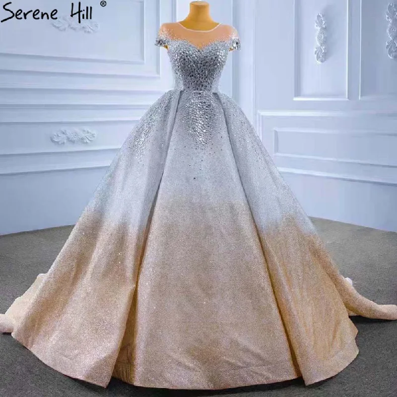 Today's Special Serene Hill Gold Silver Luxury Wedding Dresses 2024 Cap Sleeve Beaded Crystal Bride Gowns HM67362 Custom Made