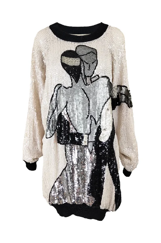 Special Savings Frank Usher Vintage Sequin Beaded Dress Tunic Top, 1980s