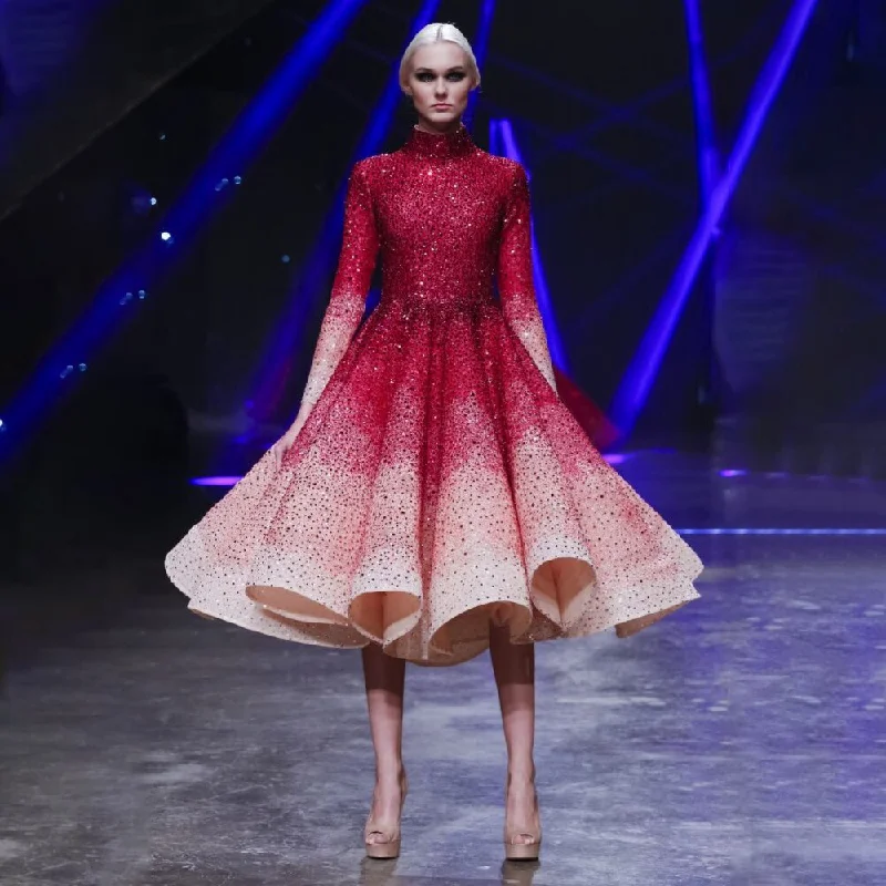 Year-End Sale Serene Hill Red High-end Luxury Wedding Dresses Sequin Long Sleeves Gradual Change Bridal Dubai Gowns 2024 LA71799