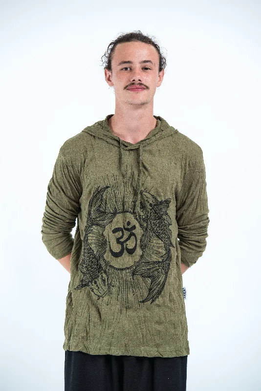 Huge Discounts Sure Design Unisex Ohm and Koi fish Hoodie Green