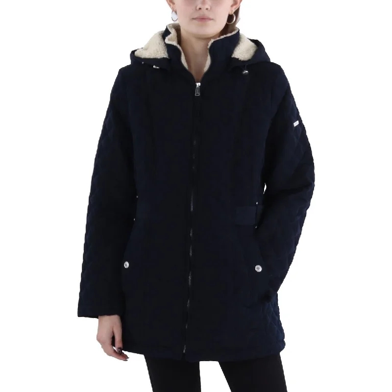 Super Bargain Laundry by Shelli Segal Womens Faux Fur Hooded Quilted Coat