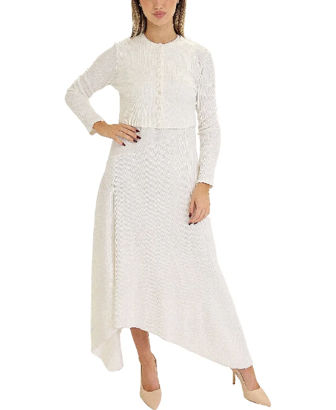 Seasonal Clearance Knit Ribbed Dress & Sweater Set- 2 Pc Set