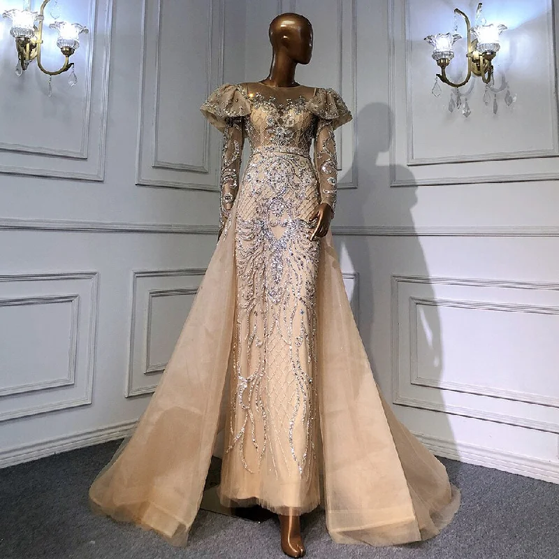 Deal Mania Serene Hill Muslim Nude Balloon Sleeves Beaded Mermaid Evening Dresses Gowns 2024 Luxury With Overskirt For Woman Party LA71352 Deal Mania Serene Hill Muslim Nude Balloon Sleeves Beaded Mermaid Evening Dresses Gowns 2024 Luxury With Overskirt For Woman Party LA71352