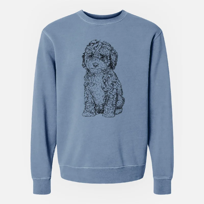 Lowest Price Bare Sweet Tea the Mini Doodle - Unisex Pigment Dyed Crew Sweatshirt