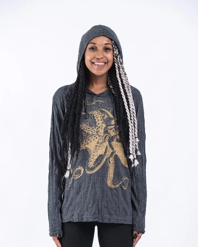 Super Deal Sure Design Unisex Octopus Hoodie Gold on Black