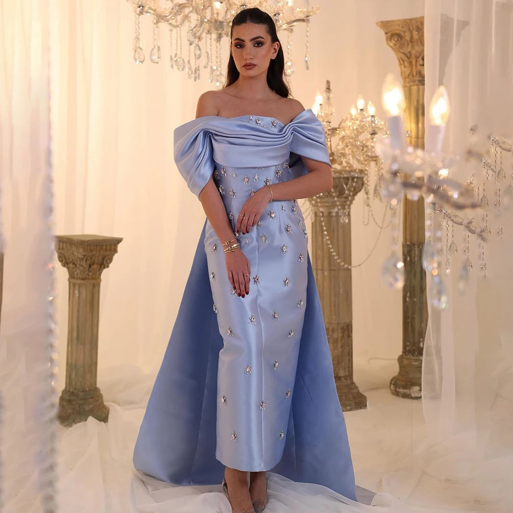 Super Sale Serene Hill 2024 Arabic Blue Beaded Crystal Ankle-Length Mermaid Satin Evening Dresses Gowns for Women Wedding Party LA72414A Super Sale Serene Hill 2024 Arabic Blue Beaded Crystal Ankle-Length Mermaid Satin Evening Dresses Gowns for Women Wedding Party LA72414A