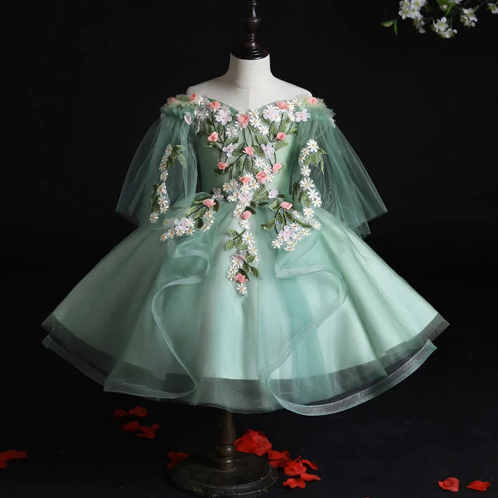 Price Reduction Baby Girl and Toddler Vintage Elegant Embroidery Girl Puffy Green Princess Dresses Price Reduction Baby Girl and Toddler Vintage Elegant Embroidery Girl Puffy Green Princess Dresses