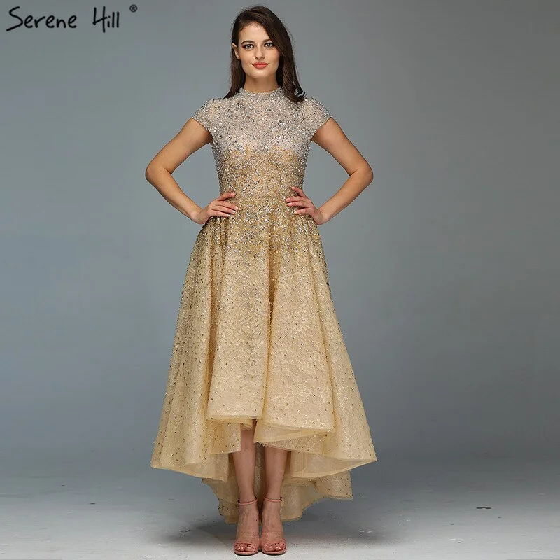 Savings Event Gold High Neck Luxury Asymmetrical Evening Dresses 2024 Beading Sequined Sleeveless Evening Gowns Serene Hill LA60757 Savings Event Gold High Neck Luxury Asymmetrical Evening Dresses 2024 Beading Sequined Sleeveless Evening Gowns Serene Hill LA60757