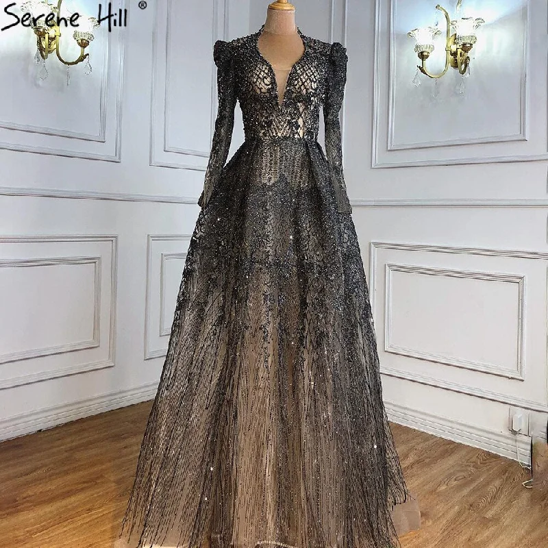 Huge Discounts Serene Hill Muslim Grey Elegant Evening Dresses Long 2024 A-Line Beaded Wedding Party Gowns For Woman LA71126 Huge Discounts Serene Hill Muslim Grey Elegant Evening Dresses Long 2024 A-Line Beaded Wedding Party Gowns For Woman LA71126