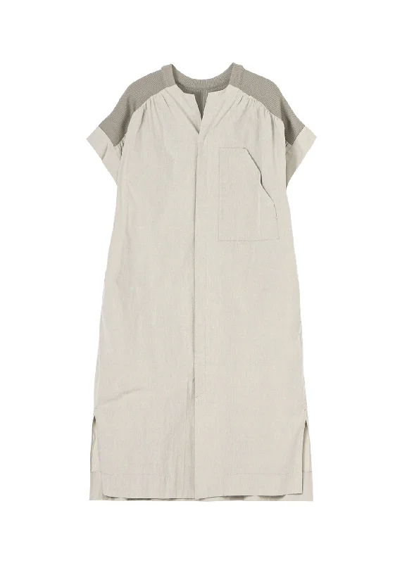 Massive Deals COTTON CHAMBRAY RIBBED FLY FRONT OPEN DRESS