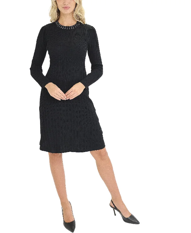 Limited Availability Midi Dress w/ Rhinestone Neck