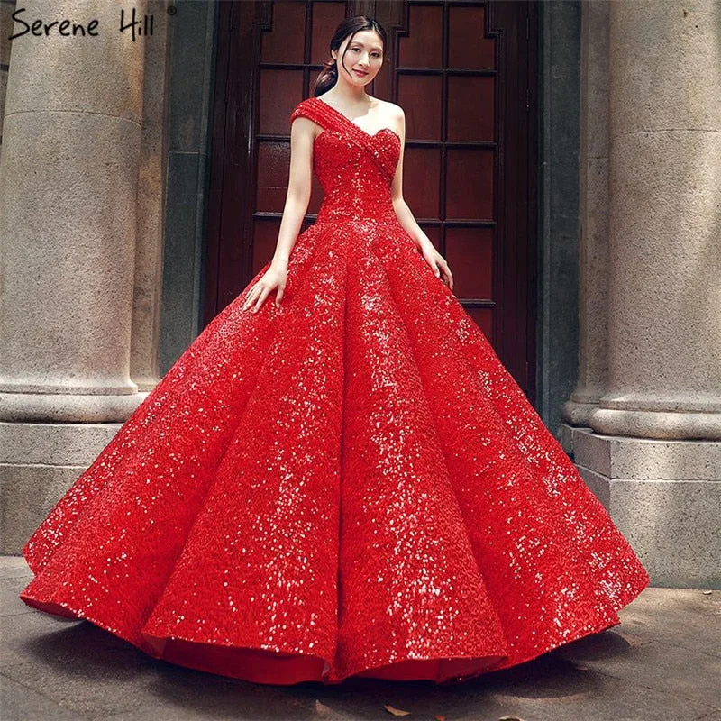 Price Cut Red Luxury One Shoulder Wedding Dresses