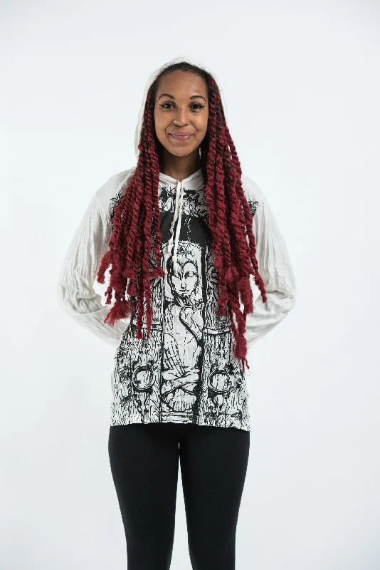 New Markdowns Sure Design Unisex Meditation Buddha Hoodie White