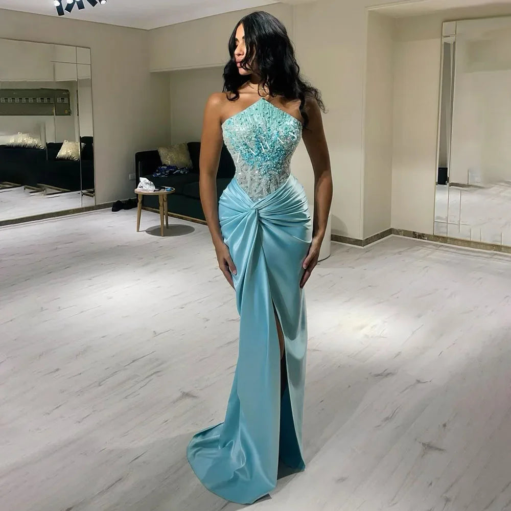 Great Deals Serene Hill Blue Split Strapless Mermaid Luxury Beaded Arabic Dubai Evening Dresses Gowns for Women Wedding Party 2024 LA72572 Great Deals Serene Hill Blue Split Strapless Mermaid Luxury Beaded Arabic Dubai Evening Dresses Gowns for Women Wedding Party 2024 LA72572