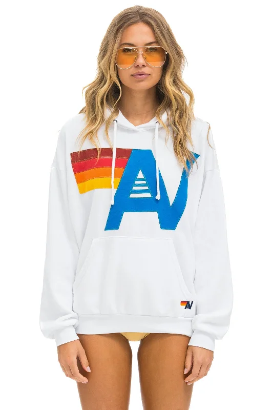 Quick Sale Aviator Nation Relaxed logo stitch pull over hoodie in white