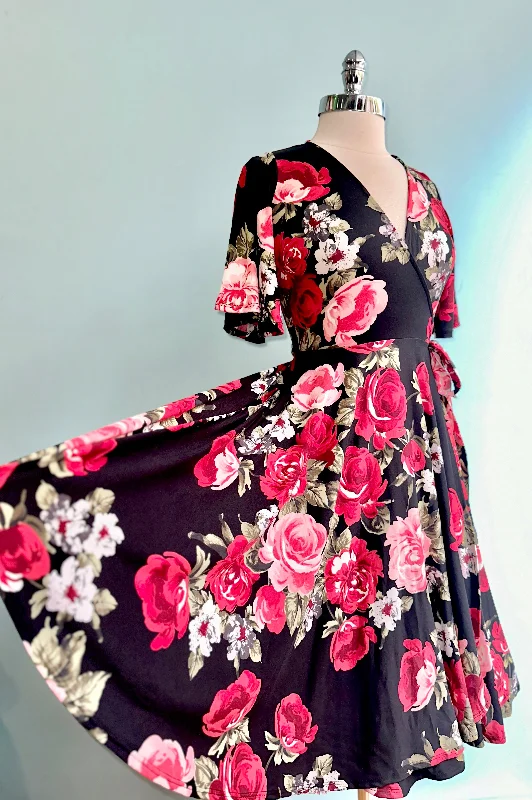 Exclusive Preview Rose Red Aurora Wrap Dress by Wax Poetic