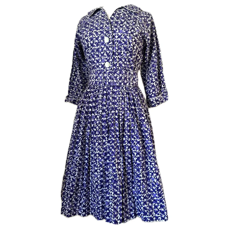Limited Availability Purple and white cotton dogtooth check vintage 1950s day dress