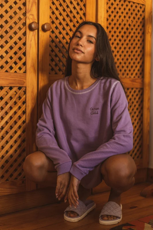 Crazy Deals Feel Good Sweater Embroided Ocean Purple
