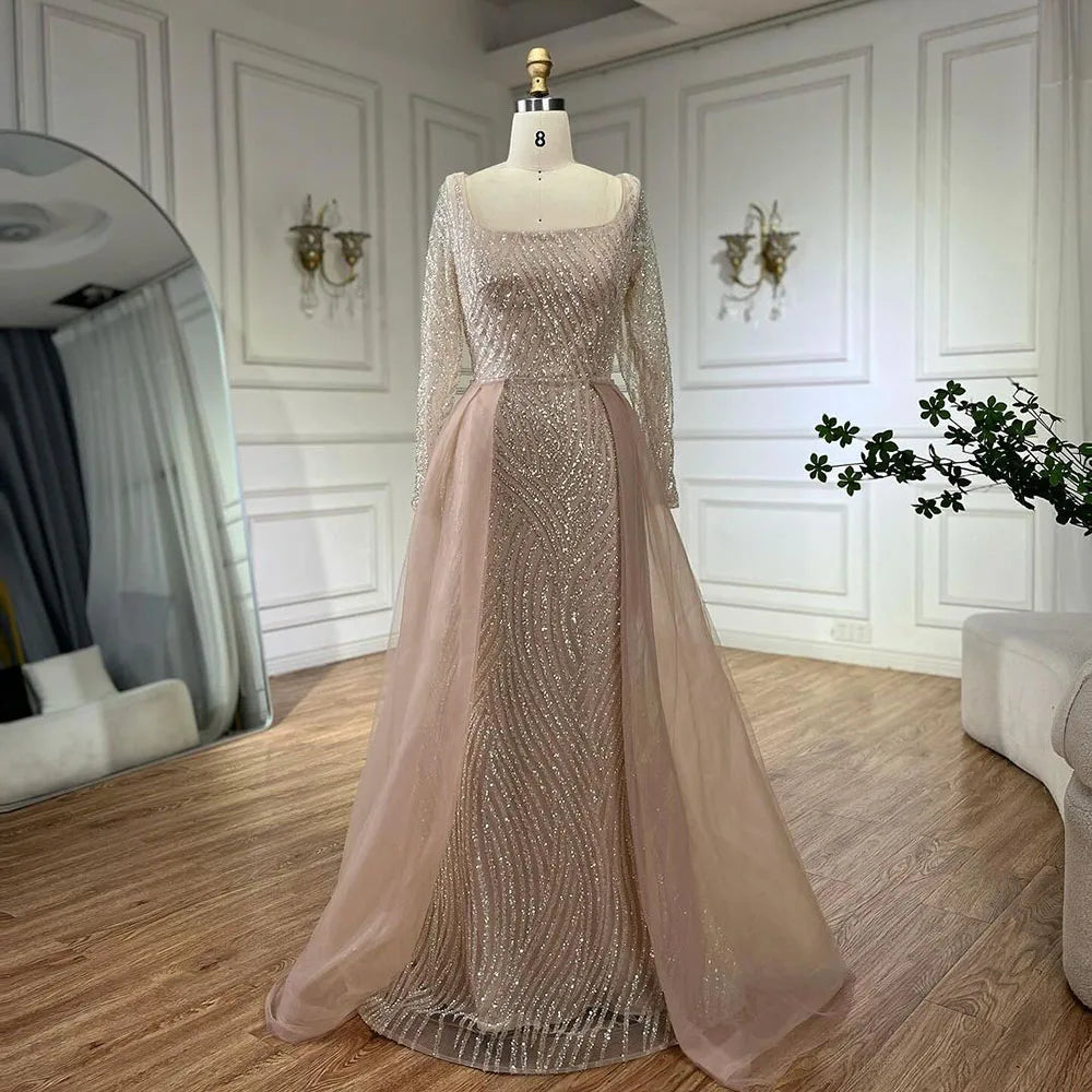 Sneak Peek Sale Serene Hill Arabic Blue Square Collar Mermaid Evening Gown Beaded Overskirt Luxury Dresses for Woman's Wedding Party LA72320A Sneak Peek Sale Serene Hill Arabic Blue Square Collar Mermaid Evening Gown Beaded Overskirt Luxury Dresses for Woman's Wedding Party LA72320A