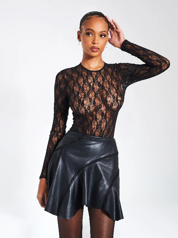 Reduced Prices Maisie Black Lace Long Sleeve Bodysuit