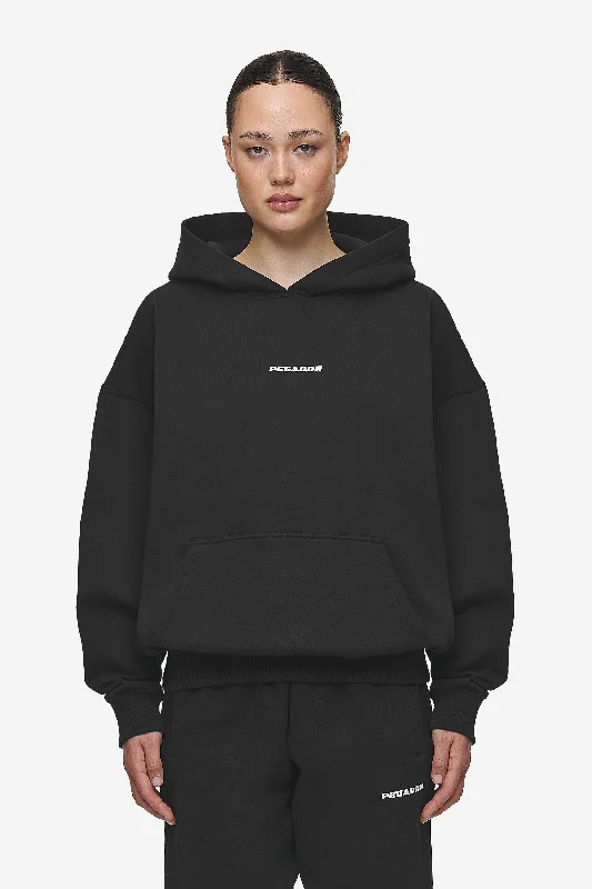 Special Discount Clarita Logo Oversized Hoodie Black White Gum