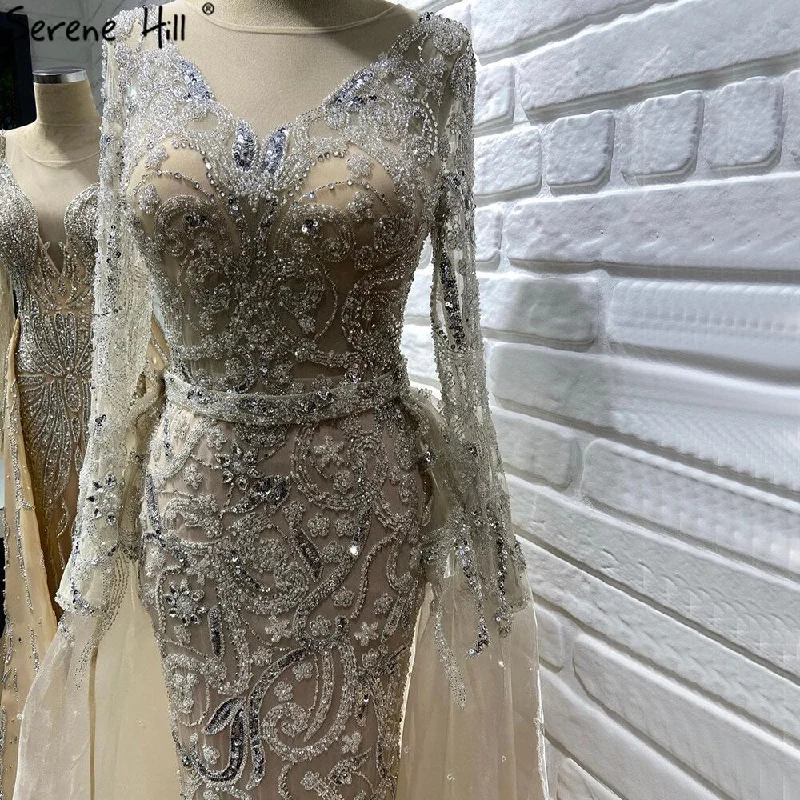 Massive Deals Serene Hill Muslim Nude Silver Overskirt Evening Dresses Gowns 2024 Mermaid Beaded Luxury Elegant For Woman Party LA71353 Massive Deals Serene Hill Muslim Nude Silver Overskirt Evening Dresses Gowns 2024 Mermaid Beaded Luxury Elegant For Woman Party LA71353