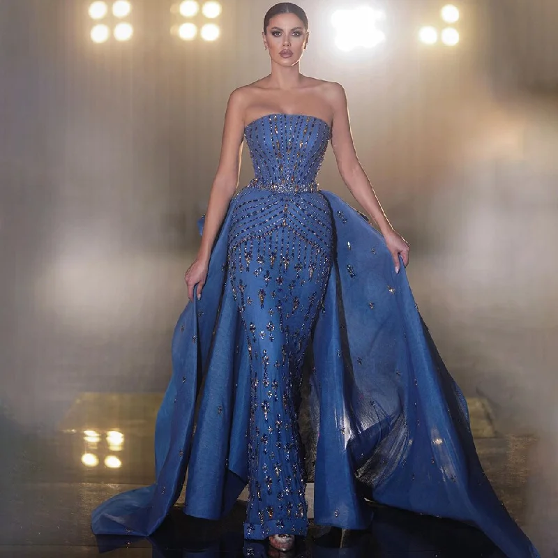 Great Bargains Serene Hill Blue Strapless Mermaid Overskirt Evening Party Gowns Beaded Elegant Formal Occasion Dresses For Women 2024 LA72051 Great Bargains Serene Hill Blue Strapless Mermaid Overskirt Evening Party Gowns Beaded Elegant Formal Occasion Dresses For Women 2024 LA72051