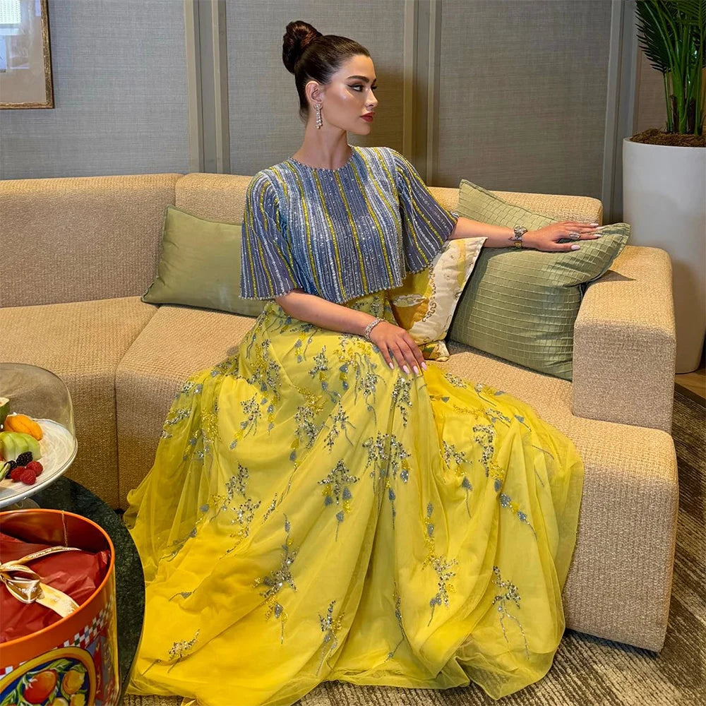 Bargain Blast Serene Hill Luxury Dubai Blue Yellow 2 Pieces Evening Dresses Elegant Long Formal Gown for Women Wedding Party LA72470 Bargain Blast Serene Hill Luxury Dubai Blue Yellow 2 Pieces Evening Dresses Elegant Long Formal Gown for Women Wedding Party LA72470