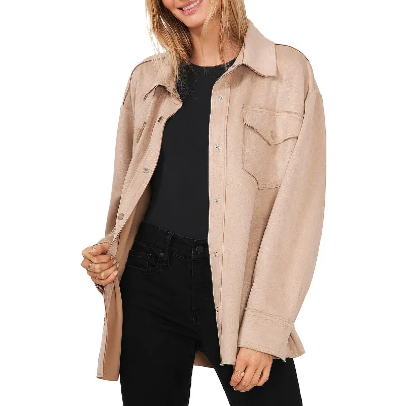 Discount Deals Vince Camuto Womens Faux Suede Collared Shirt Jacket
