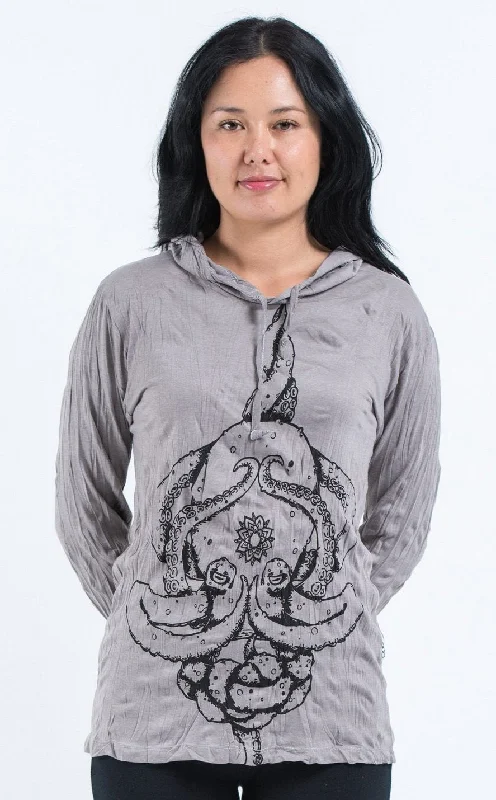 Holiday Sale Sure Design Unisex Octopus Mandala Hoodie Gray