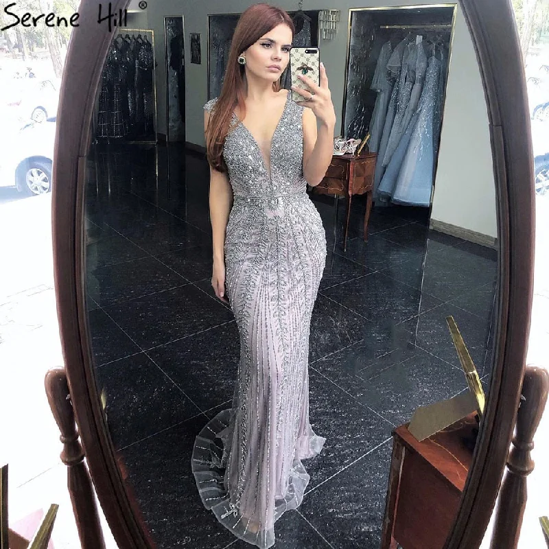 Special Savings Serene Hill Grey Mermaid Luxury Evening Dresses Gowns Beading Crystal Elegant Sexy For Women Party LA70849 Special Savings Serene Hill Grey Mermaid Luxury Evening Dresses Gowns Beading Crystal Elegant Sexy For Women Party LA70849