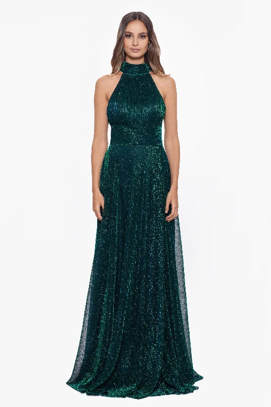 Value Deals "Stella" Long Crinkle Halter Wrap Skirt Dress