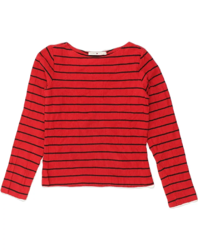Midnight Madness TOMMY HILFIGER Womens Crop Crew Neck Jumper Sweater UK 14 Large Red