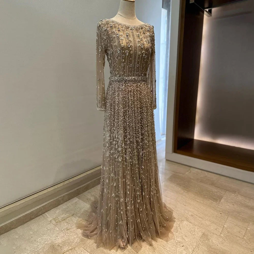 Epic Deals Serene Hill Dubai Arabic Designer Luxury Nude A Line Beaded Evening Dresses Gowns For Women Wedding Party 2024 LA72088