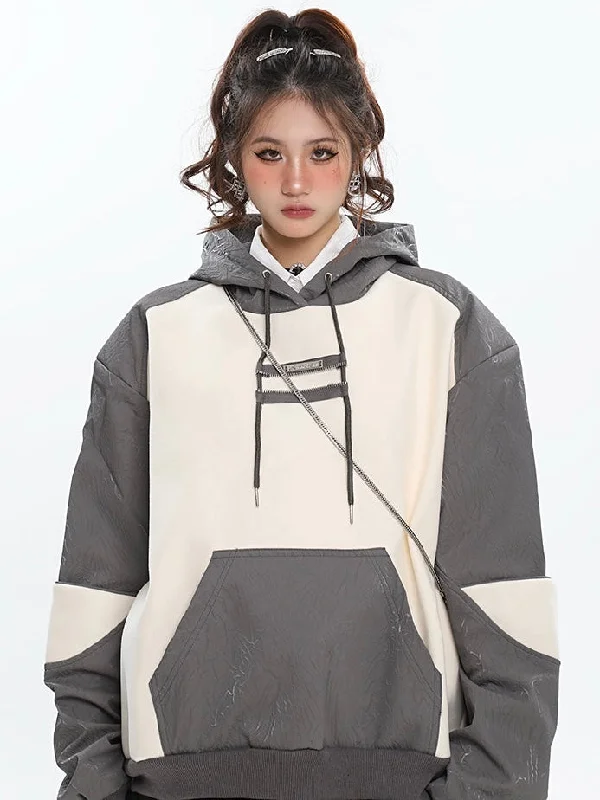 While Supplies Last Sydnee Contrast Color Long Sleeve Zebra Stripe Reflective Silver Hoodie
