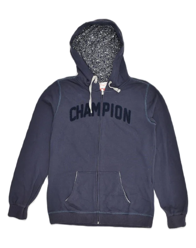 YEAR-End Clearance CHAMPION Womens Heritage Fit Graphic Zip Hoodie Sweater UK 14 Large Blue