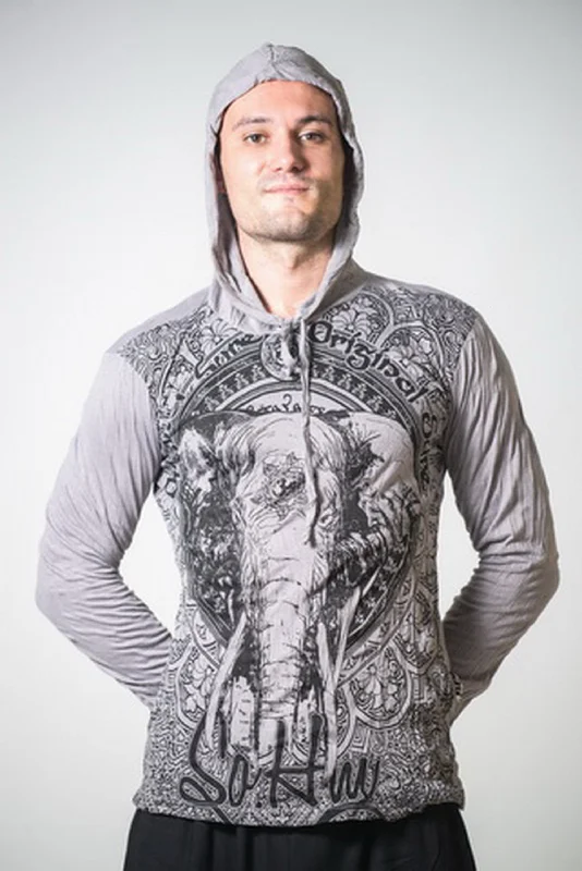 Markdowns Sure Design Unisex Wild Elephant Hoodie Gray