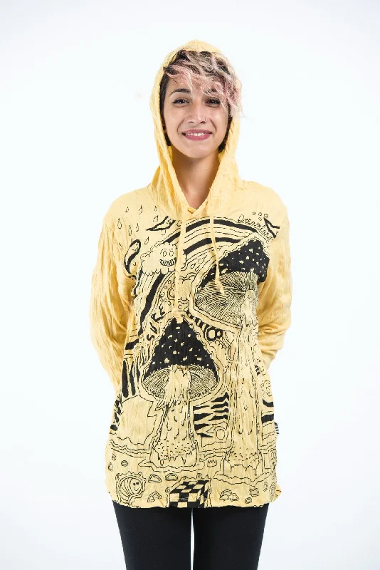 Final Clearance Sure Design Unisex Magic Mushroom Hoodie Yellow