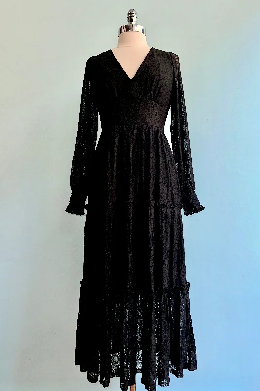 Now or Never Rhea Black Lace Midi Dress by Hell Bunny
