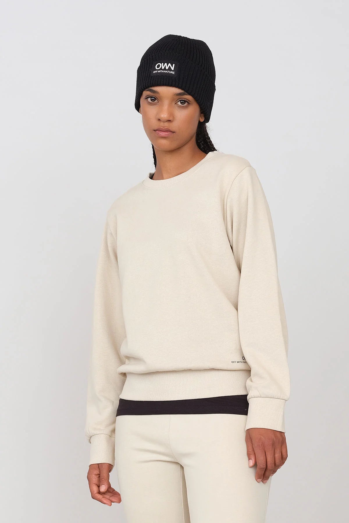 Deal Dash Women's Gauzed Crewneck Sweatshirt Ecru