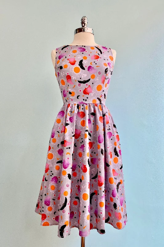 Time-Limited Offer Final Sale Colorful Ghosts and Owls Vintage Dress by Retrolicious