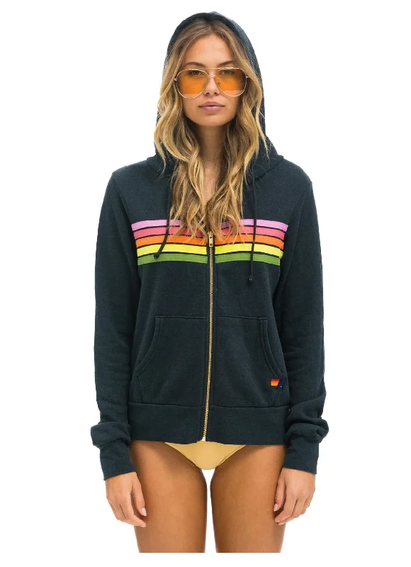 Shop and Save 5 Stripe Hoodie Charcoal Pink Green