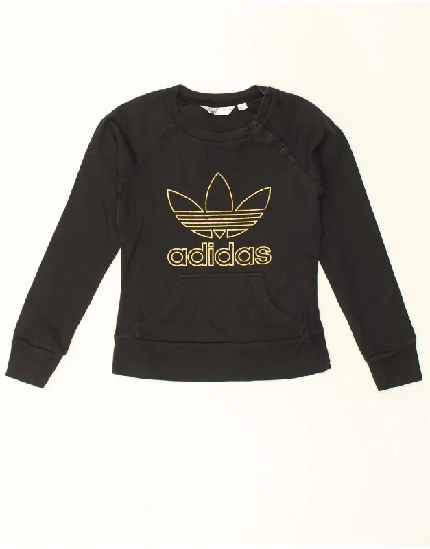 Fantastic Offers ADIDAS Womens Graphic Sweatshirt Jumper IT 44 Medium Black Cotton