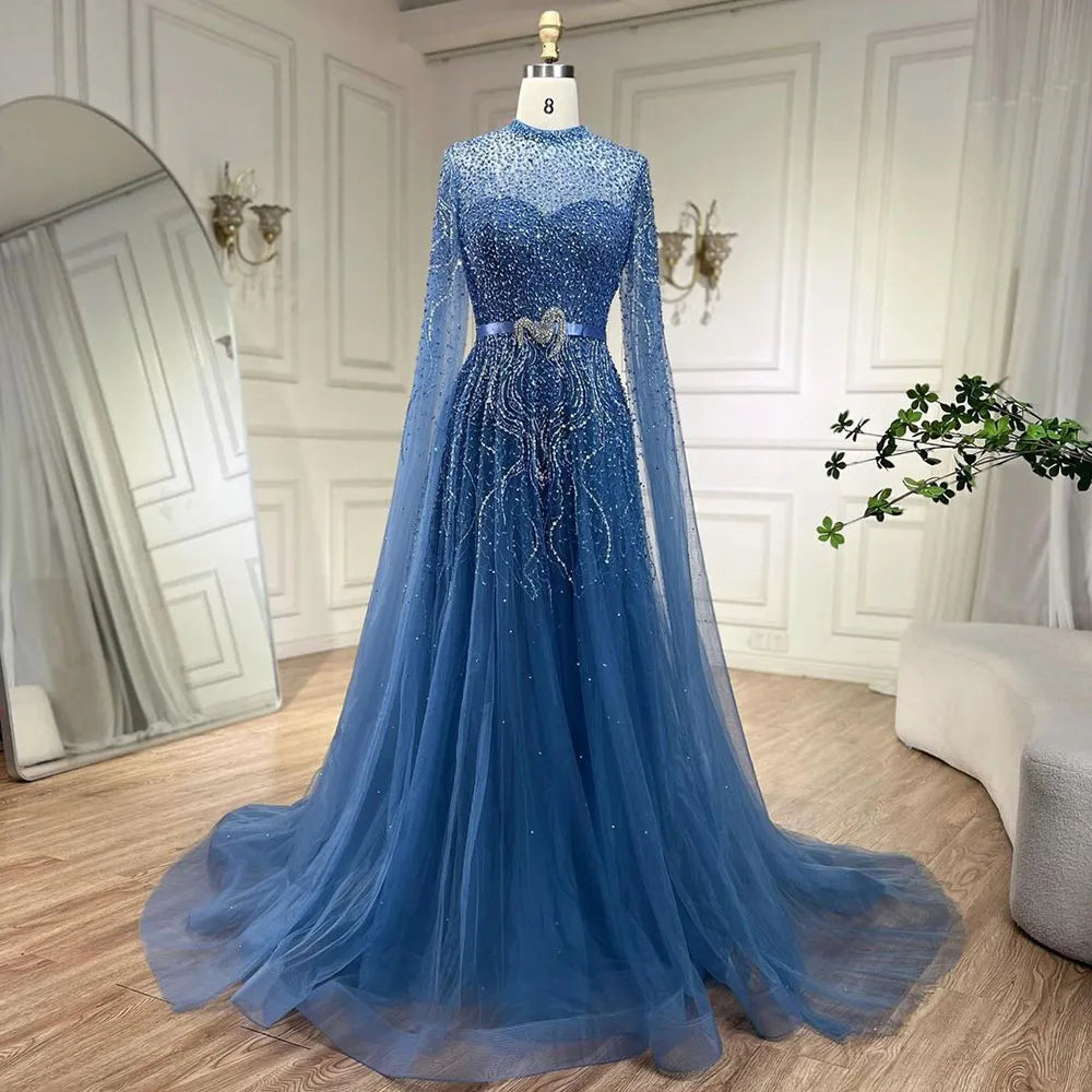 Today’s Deal Serene Hill 2024 Blue A-Line Cape Sleeves High Neck Luxury Beaded Evening Gowns for Women Plus Size Party LA70066BB Today’s Deal Serene Hill 2024 Blue A-Line Cape Sleeves High Neck Luxury Beaded Evening Gowns for Women Plus Size Party LA70066BB